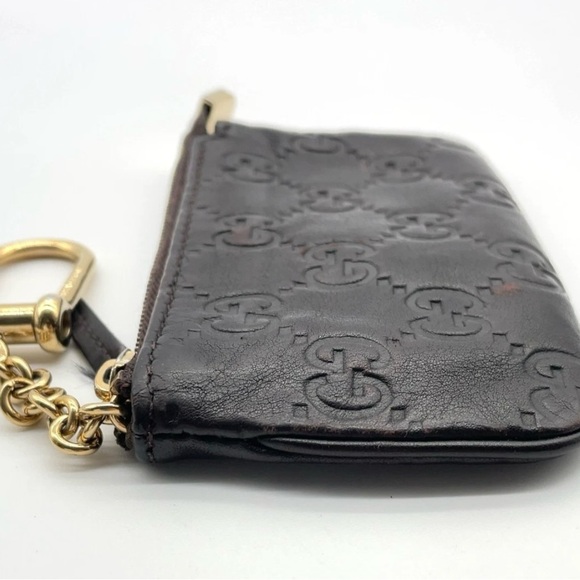 Gucci Dark Leather Wristlet with Gold Chain - Picture 3 of 14